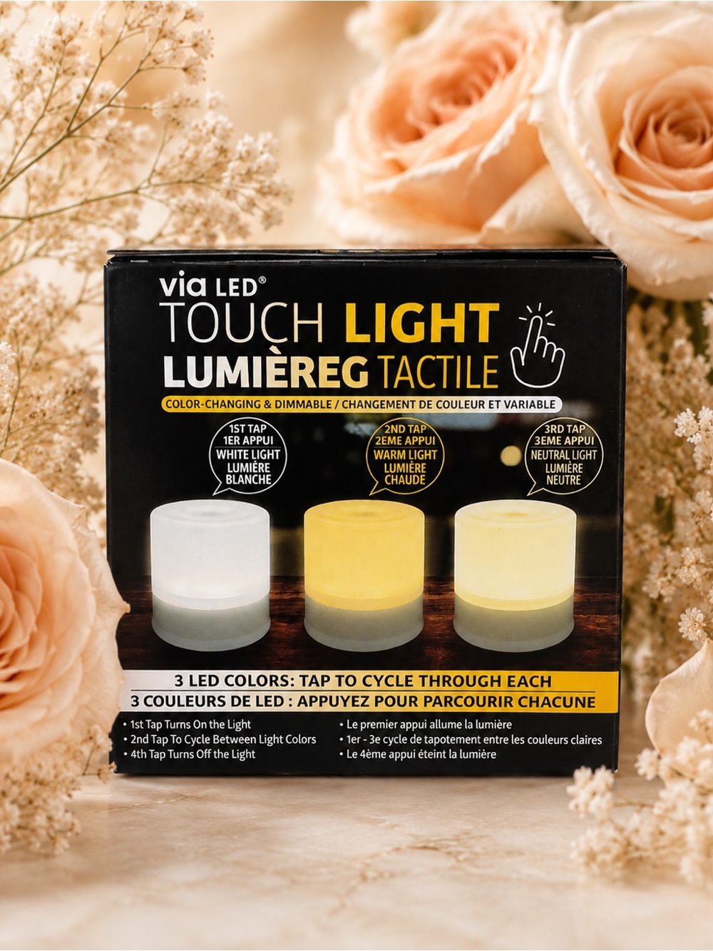 via LED Touch Light - Color Changing Accent Lamp (Cream & Yellow)